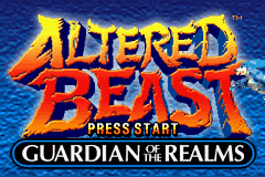 Altered Beast: Guardian of the Realms title screen for GameBoy Advance